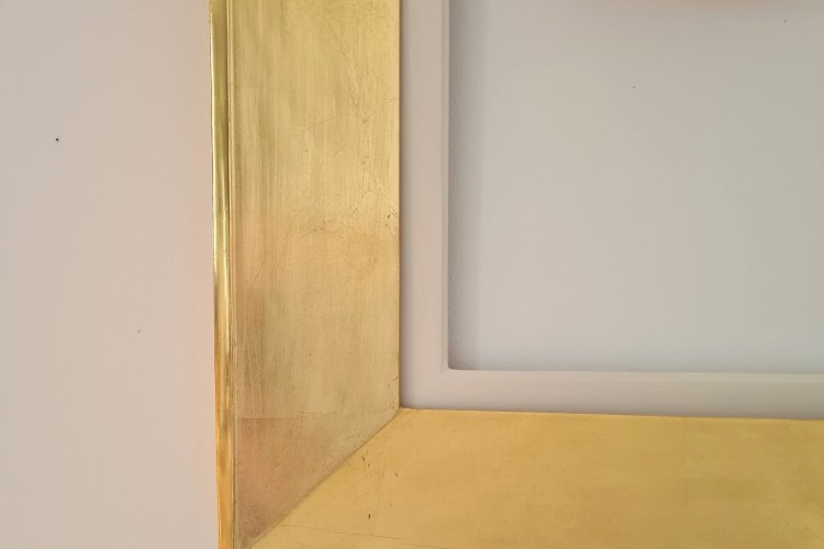 Bilderrahmen vergoldet, Passepartout aus Holz, Ölbilder