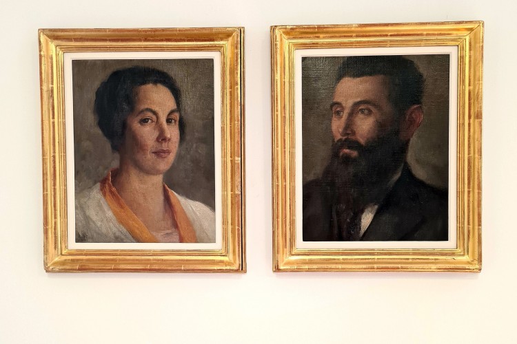 Bilderrahmen vergoldet, Passepartout aus Holz, Ölbilder